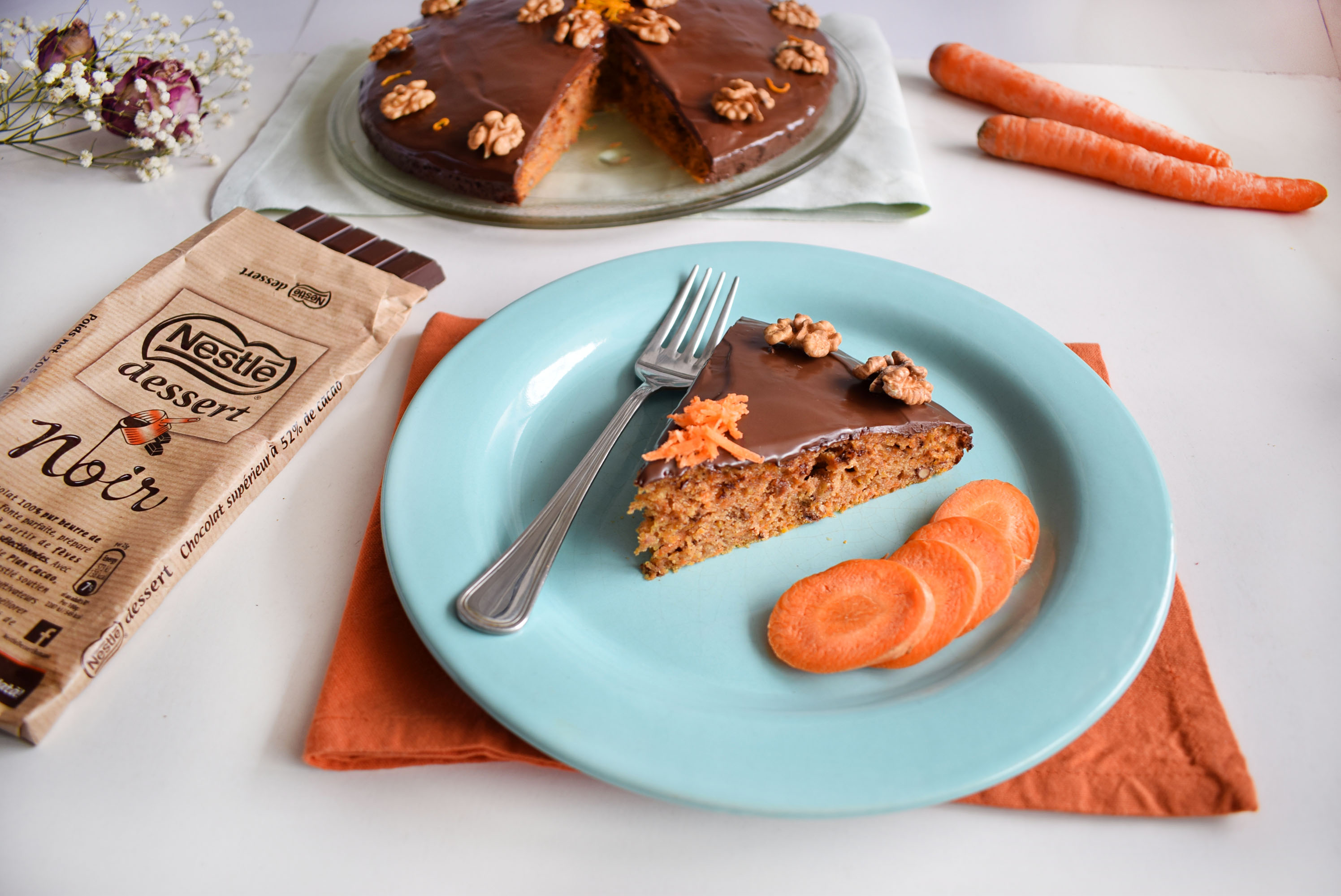 tort cu morcovi si glazura de ciocolata carrot cake with chocolate glaze 2